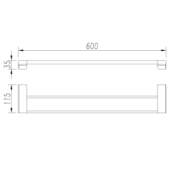 AQM7304CR Tivoli Держатель банного полотенца двойной 600мм, хром