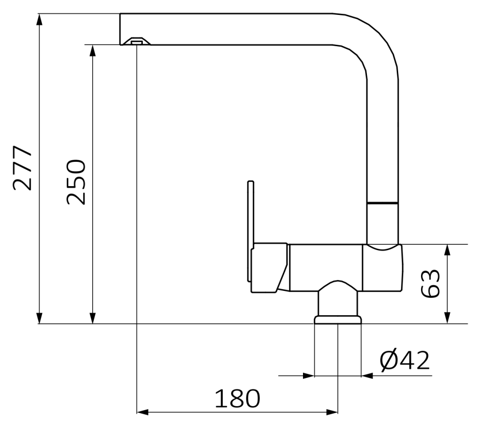 Смеситель для кухни GRB KITCHENS 535955 складывающиеся, однорычажный, медь  
