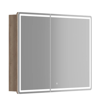 Зеркальный шкаф для ванной комнаты SANCOS Mirror 990x150х740 мм, с LED подсветкой, цвет дуб галифакс натуральный, арт. MI100EG