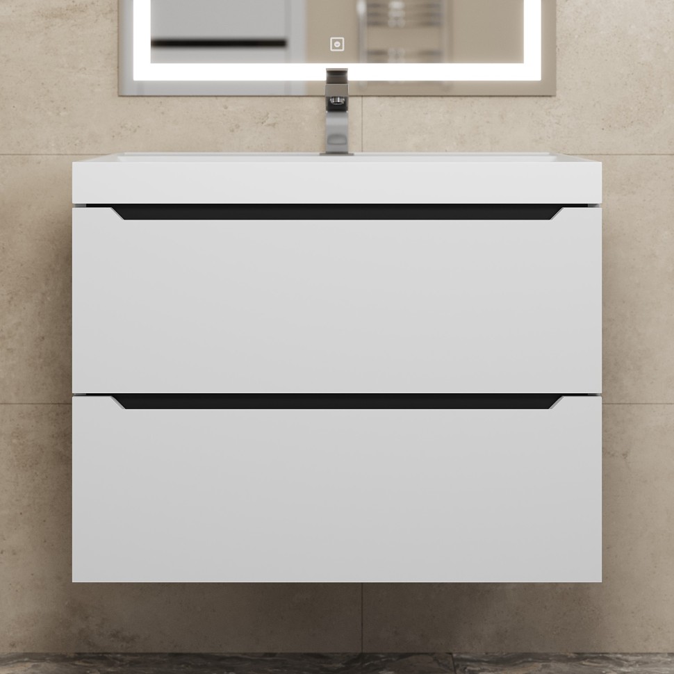 Тумба под раковину для ванной для ванной Uperwood Tanos 70 см, подвесная, белая/графит