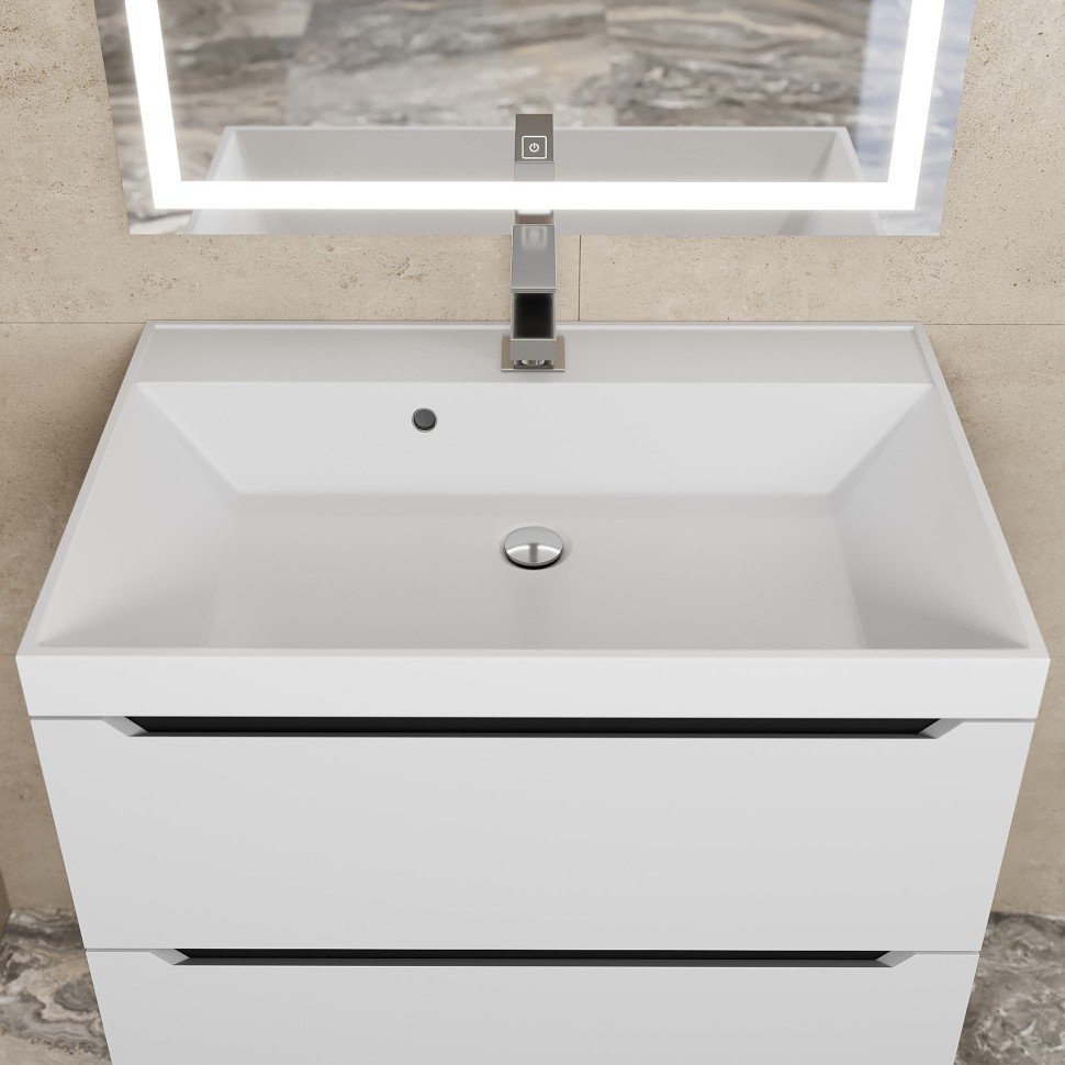 Тумба под раковину для ванной для ванной Uperwood Tanos 70 см, подвесная, белая/графит