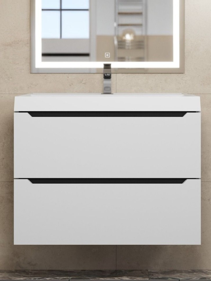 Тумба под раковину для ванной для ванной Uperwood Tanos 70 см, подвесная, белая/графит