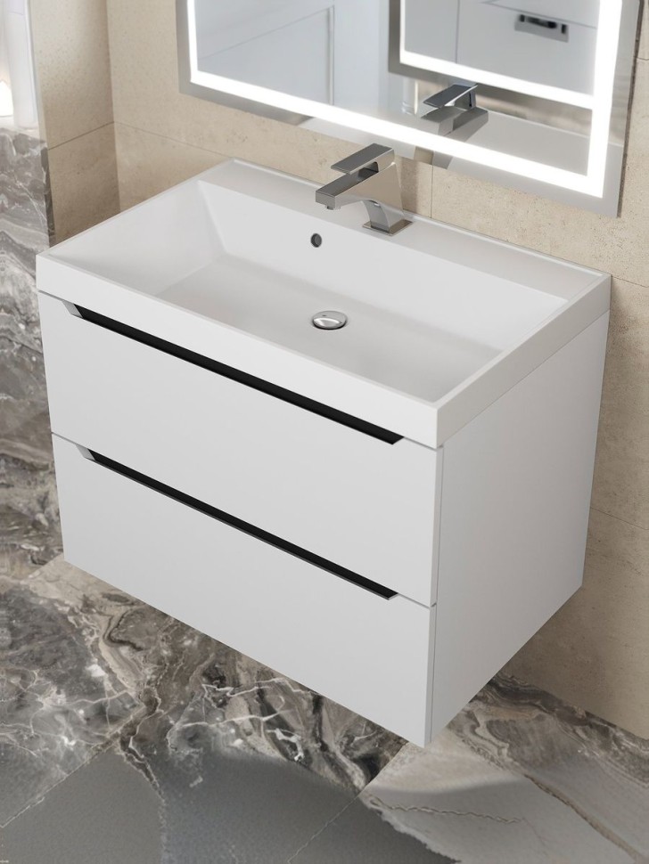 Тумба под раковину для ванной для ванной Uperwood Tanos 70 см, подвесная, белая/графит