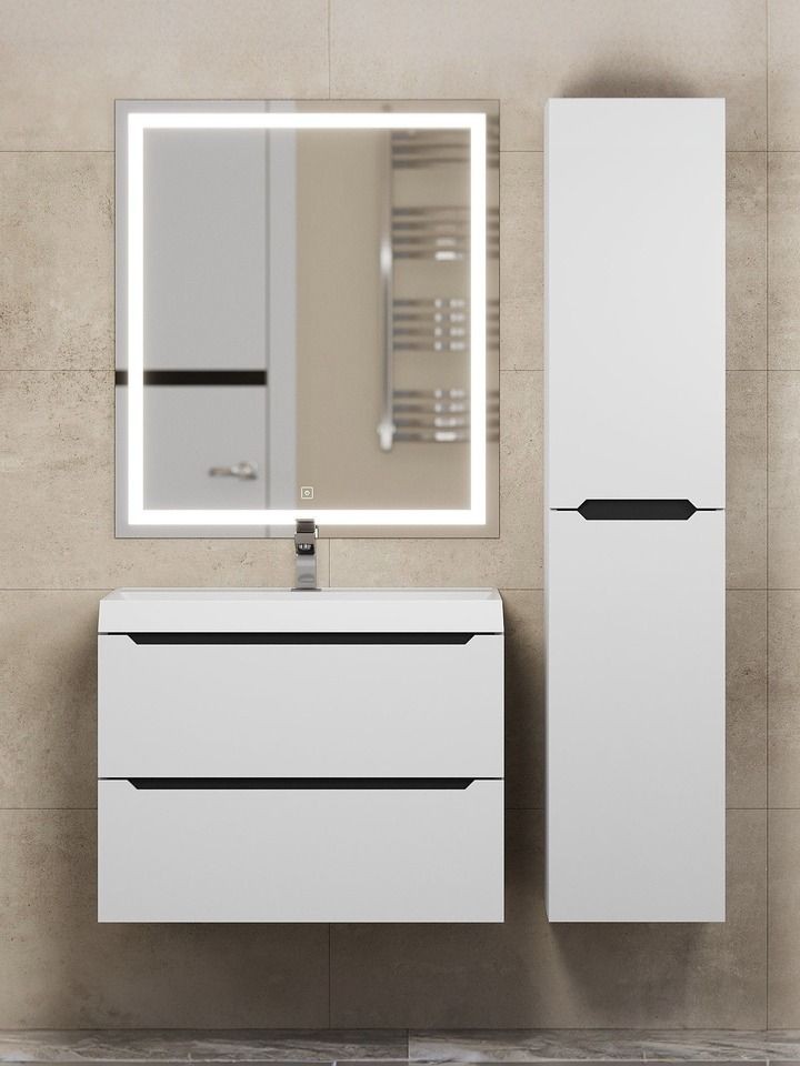 Тумба под раковину для ванной для ванной Uperwood Tanos 70 см, подвесная, белая/графит