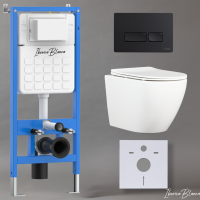 Комплект 3в1 IBERICA BLANCA инсталляция SILENCIO, унитаз BILBAO ALTO белый, кнопка смыва ESTI-R черный матовый (IB001.BLA.234.212)