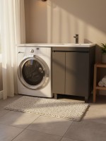 Тумба под стиральную машину напольная Uperwood Magenta 55х50х76,5 см, черная, с дверцами