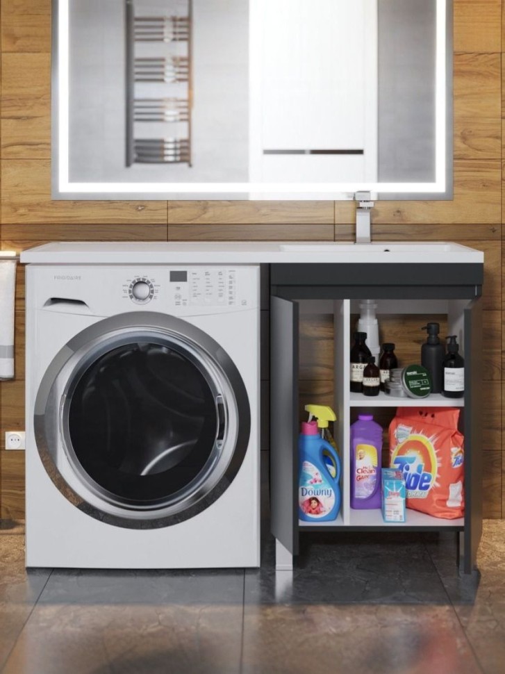 Тумба под стиральную машину напольная Uperwood Magenta 55х50х76,5 см, черная, с дверцами