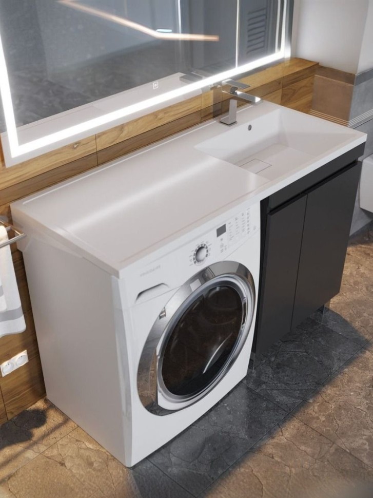 Тумба под стиральную машину напольная Uperwood Magenta 55х50х76,5 см, черная, с дверцами