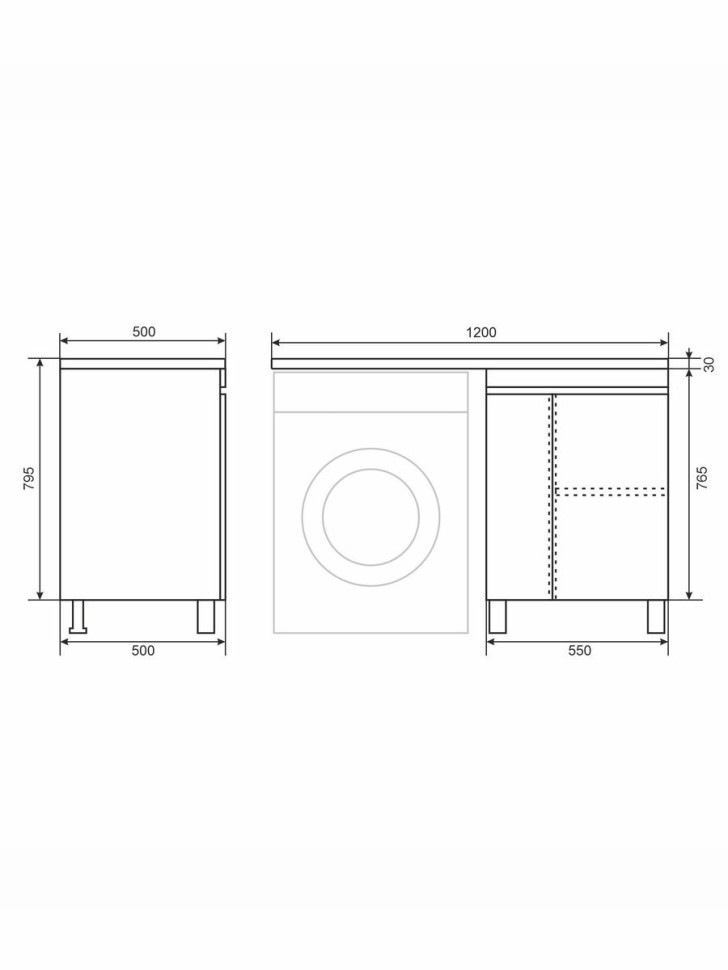 Тумба под стиральную машину напольная Uperwood Magenta 55х50х76,5 см, черная, с дверцами