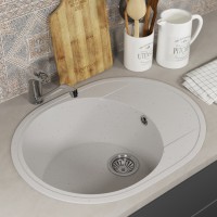 Кухонная мойка из искусственного камня Uperwood ECON UPD-107-001, овальная, белая матовая