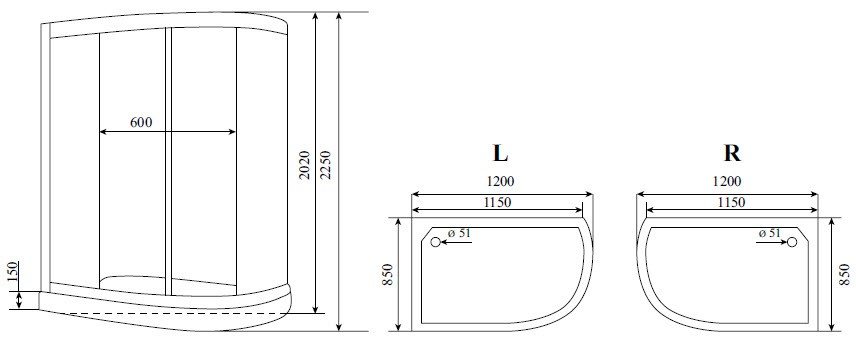 Timo Standart T-1102 R душевая кабина 120*85*220