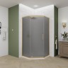 Душевой угол Veconi Ottimo P10 G, 1000x1000x1900, золото брашинг, стекло тонированное матовое