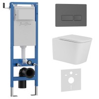 Комплект 3в1 IBERICA BLANCA инсталляция SILENCIO MINI, унитаз TOLEDO ALTO белый, кнопка смыва ESTI-R серый матовый (IB.001M.TLA.234.218)