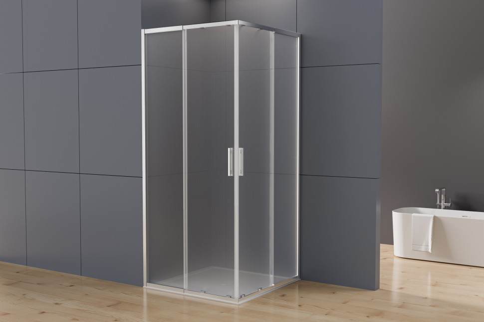 Душевой уголок Rapid-N VSS-3RN1111E10MT, (1000-1100)x(1000-1100), хром, стекло текстурное