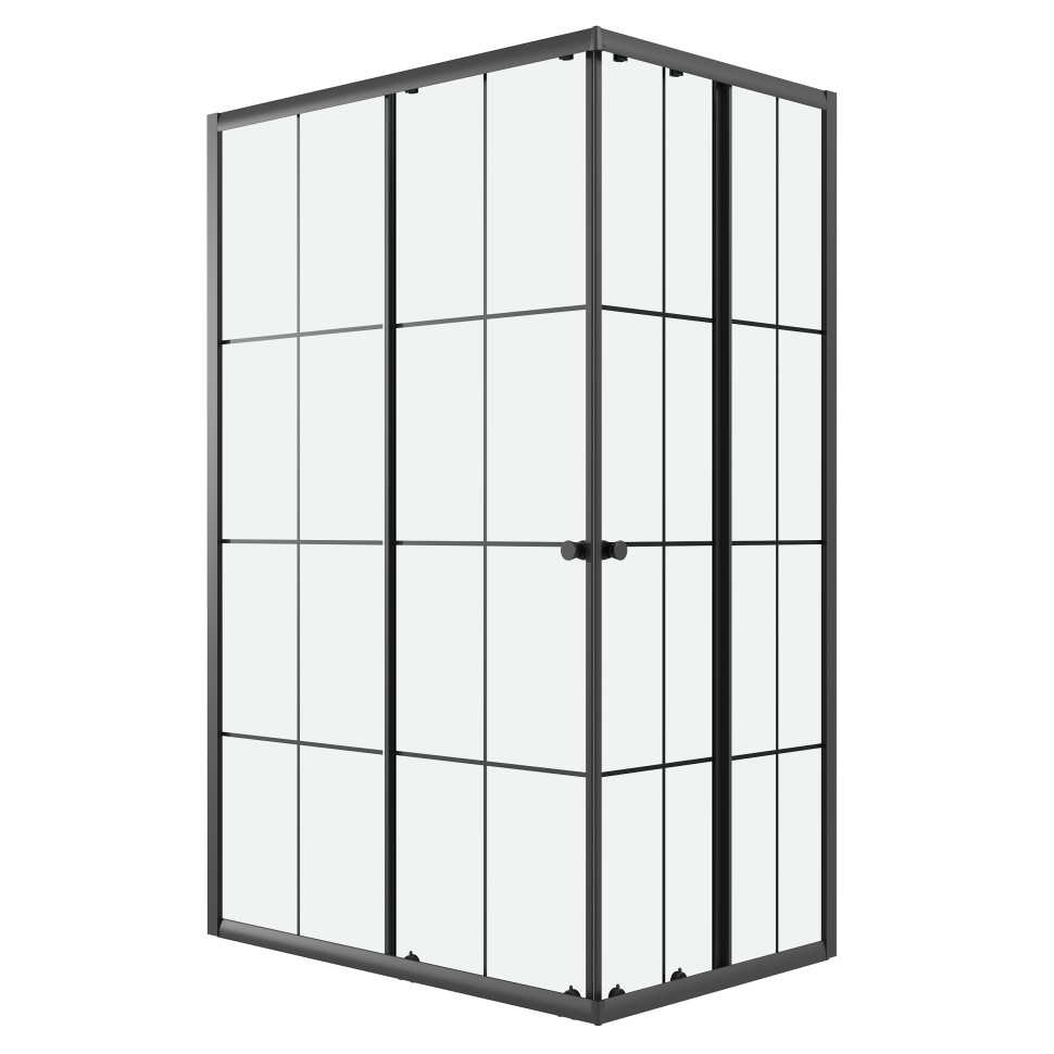Душевое ограждение Niagara Eco NG-1018-14QKL (100х80х190) прямоугольник,раздвижное,черный,стекло клетка,1 место