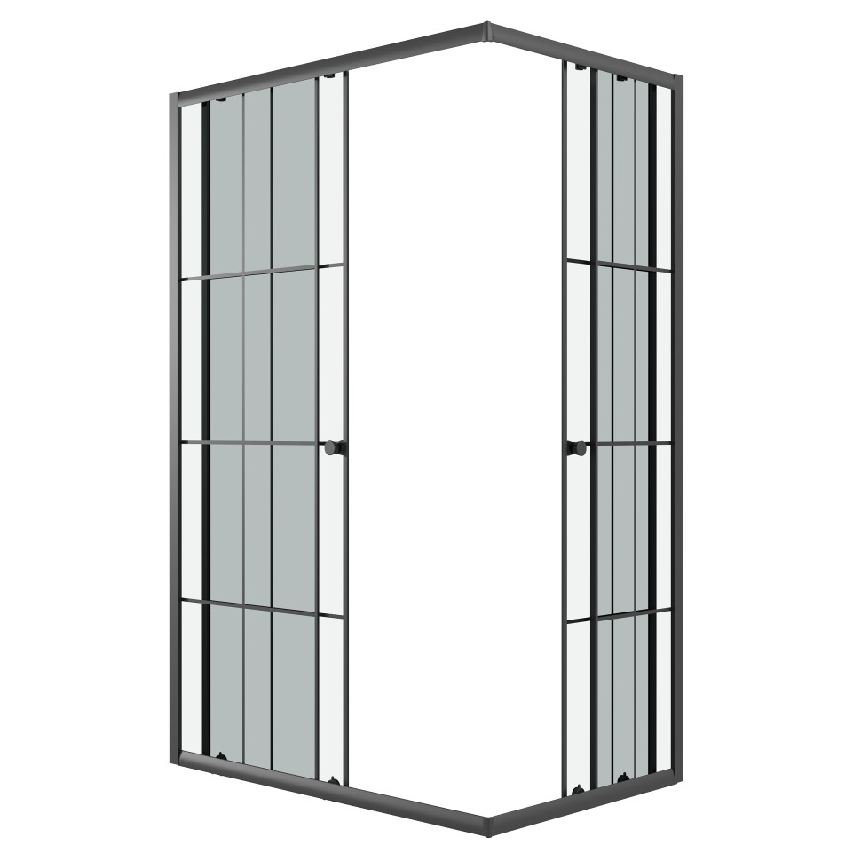 Душевое ограждение Niagara Eco NG-1018-14QKL (100х80х190) прямоугольник,раздвижное,черный,стекло клетка,1 место