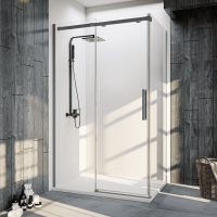 Душевой угол Veconi Rovigo RV-070GR, 1600х800х1950, брашированный графит, стекло прозрачное