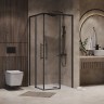 Душевое ограждение Niagara Nova NG-6828-34ВLACK (80х80х195) квадрат,черный матовый,двери раздвижные,стекло прозрачное,1 место