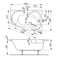 Акриловая ванна VAGNERPLAST MELITE 160x105 Left