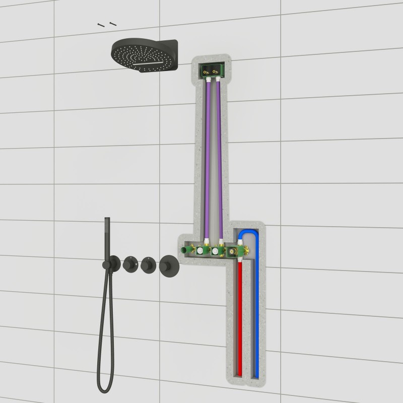 Душевая система встроенная с термостатом Timo Saona SX-2329/03SM черный