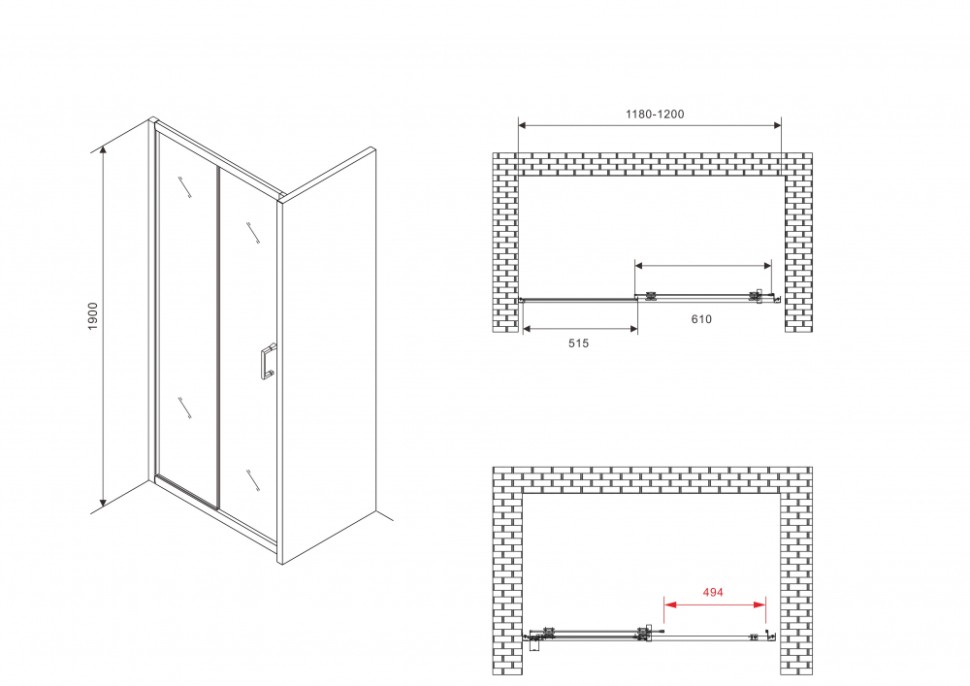 Душевая дверь ABBER Schwarzer Diamant AG301205