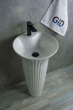 Раковина Gid Nb132 81113 накладная белая 41x41x84