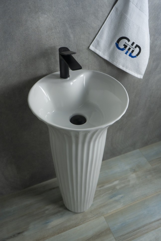 Раковина Gid Nb132 81113 накладная белая 41x41x84