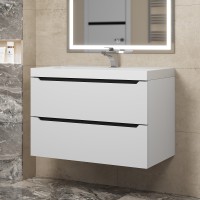 Тумба под раковину для ванной для ванной Uperwood Tanos 80 см, подвесная, белая/графит