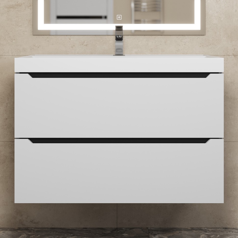 Тумба под раковину для ванной для ванной Uperwood Tanos 80 см, подвесная, белая/графит