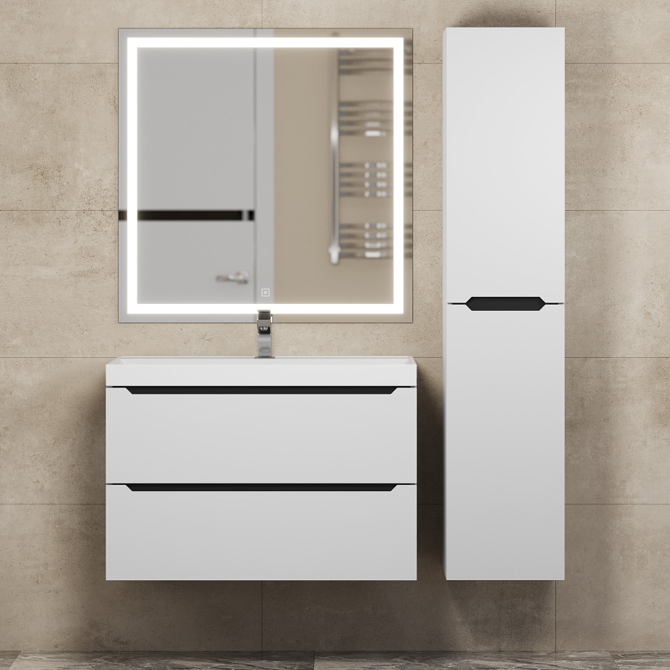 Тумба под раковину для ванной для ванной Uperwood Tanos 80 см, подвесная, белая/графит