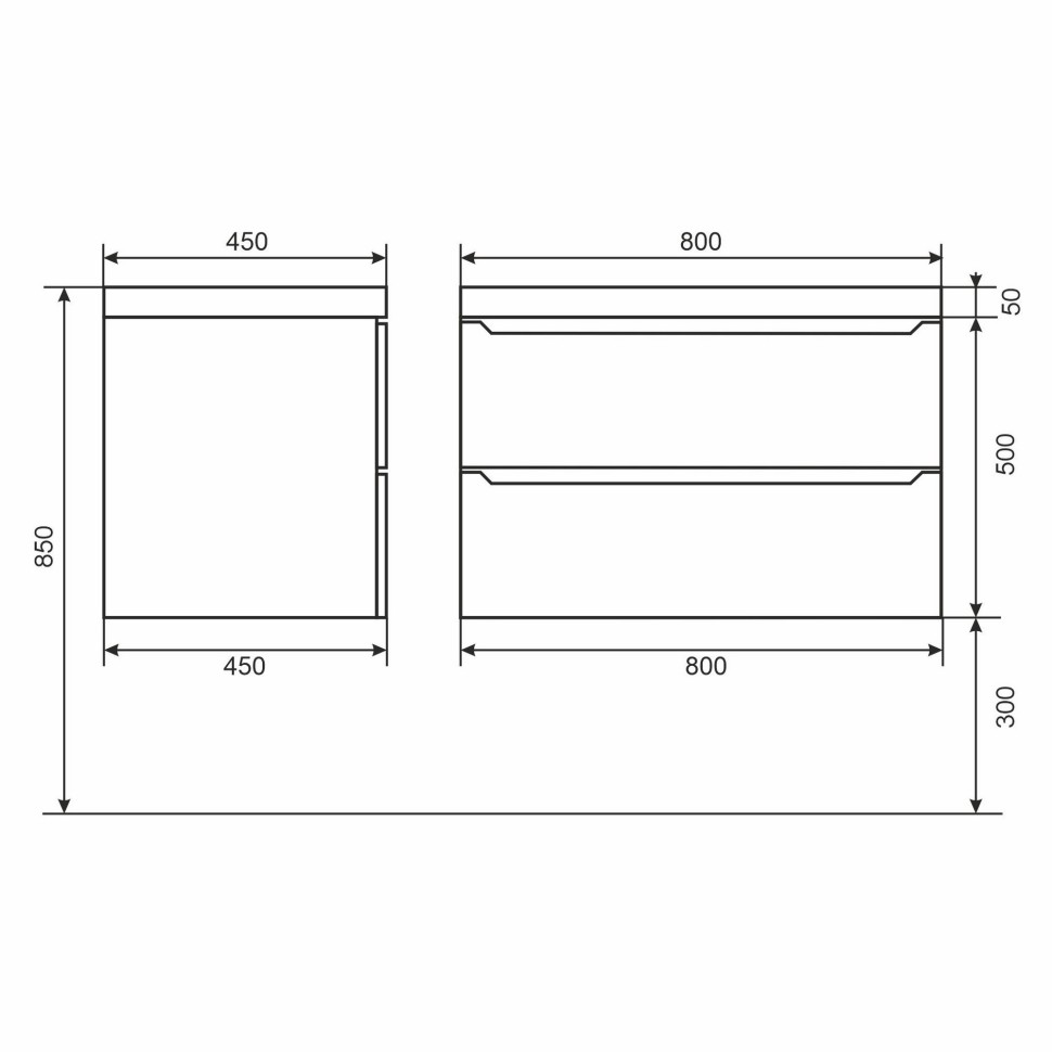 Тумба под раковину для ванной для ванной Uperwood Tanos 80 см, подвесная, белая/графит