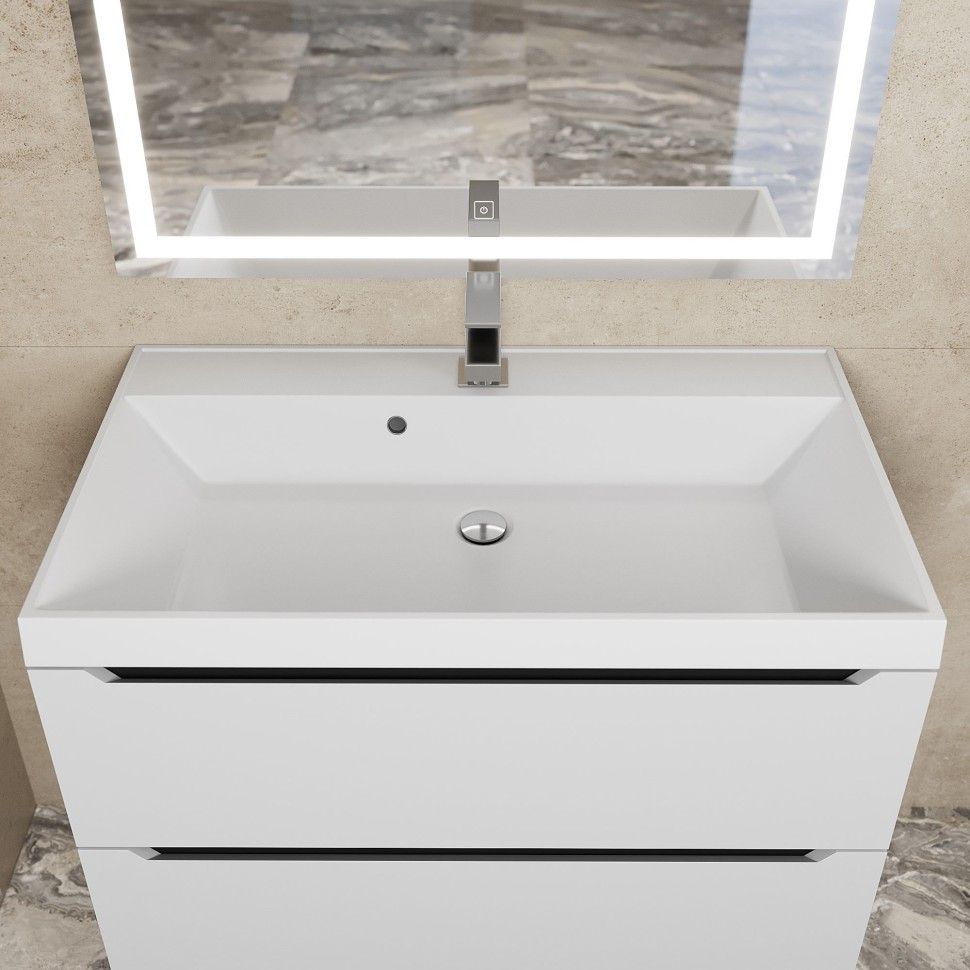 Тумба под раковину для ванной для ванной Uperwood Tanos 80 см, подвесная, белая/графит