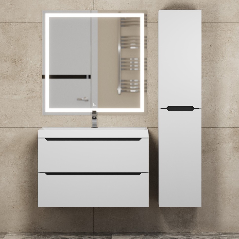 Тумба под раковину для ванной для ванной Uperwood Tanos 80 см, подвесная, белая/графит