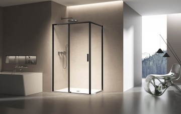 Душевой уголок Слим 8мм (Slim 8mm) VSR-6SL8014CLB, 1400*800, черный, стекло прозрачное