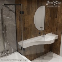 Шторка для ванны IBERICA BLANCA Mod.401 распашная прозрачное стекло/черный 90х140см (IB401.SB.140.90)