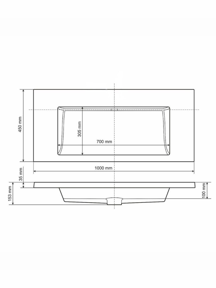Раковина для ванной 100 см, Uperwood Infinity, белая глянцевая