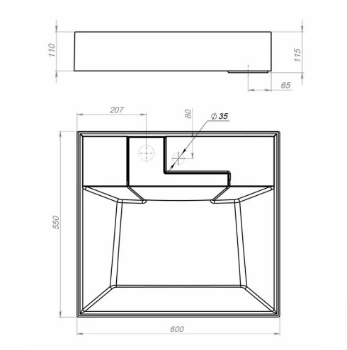 Раковина над стиральной машиной Uperwood Top 60х55х11 см, серая матовая