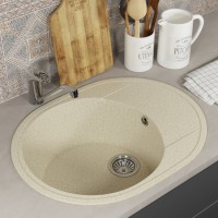 Кухонная мойка из искусственного камня Uperwood ECON UPD-107-002, овальная, бежевая матовая