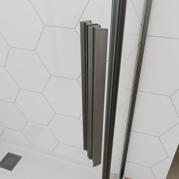 Душевой угол Veconi Ottimo P10 GR, 800x800x1900, графит брашинг, стекло тонированное матовоее
