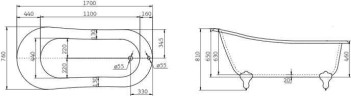 Акриловая ванна BELBAGNO BB06-1700