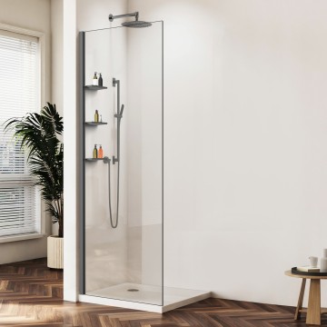 Душевая перегородка Волк-Ин (Walk-In) VSW-1HWS700CLGM, 700*2000, вороненая сталь, стекло прозрачное