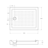 Акриловый поддон CEZARES TRAY-A-AH-100/80-15-W