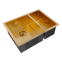 Мойка нерж. сталь GERBERG 59/2S UNI, PM225944-BGL, брашированное золото, левая, PVD, 590х440мм, Paulmark