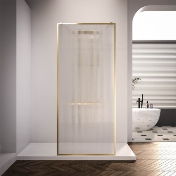 Душевая перегородка Veconi Korato KR-90GF, 1200x2000, брашированное золото, стекло рифленое осветлённое