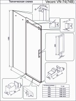 Душевая дверь Veconi Vianno VN-74B, 1500x1950, черный, стекло прозрачное