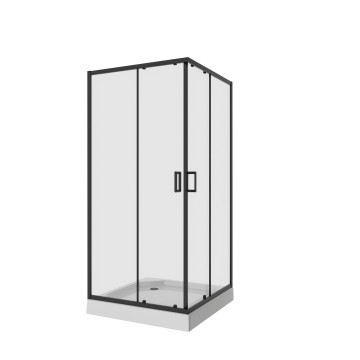 Душевое ограждение Niagara Nova NG-6808-08ВLACK (90х90х195) квадрат,черный,двери раздвижные,стекло прозрачное,1 место