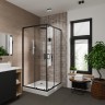 Душевое ограждение Niagara Nova NG-6808-08ВLACK (90х90х195) квадрат,черный,двери раздвижные,стекло прозрачное,1 место