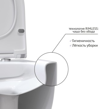 Унитаз BERGES подвесной FLOE 55 см, сиденье дюропласт Floe Slim SO, микролифт, быстросъем