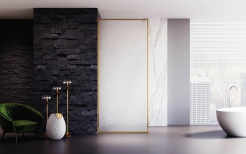Душевая перегородка Veconi Korato KR-81RG, 900x2000, брашированное золото, стекло дождь New