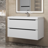 Тумба под раковину для ванной для ванной Uperwood Tanos 90 см, подвесная, белая/графит